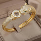 Brass Gold-Plated Cubic Zirconia Bangle-Style Bracelet