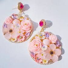 Blush Bloom Statement Earrings – Floral Fantasy in Pink