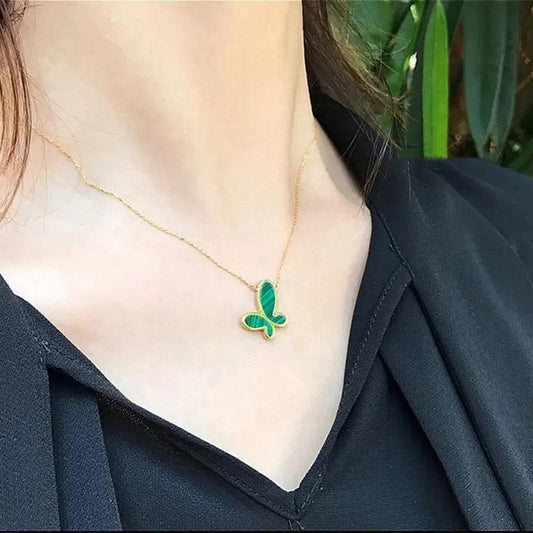 Green Butterfly Pendant Necklace