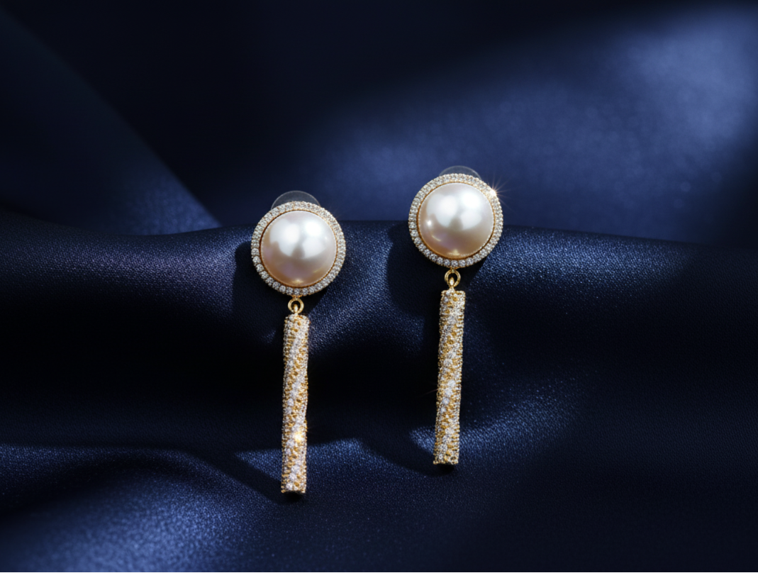 Golden Luxe Pearl Drop Earrings - Anti-tarnish
