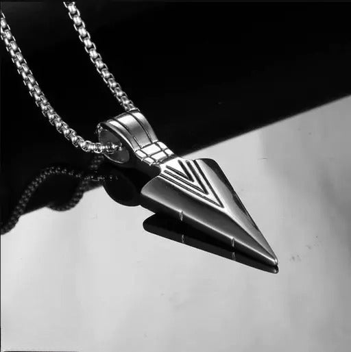 Men’s Black Arrowhead Pendant Necklace