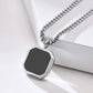 Onyx Edge Pendant Chain – Minimalist Black Square Charm