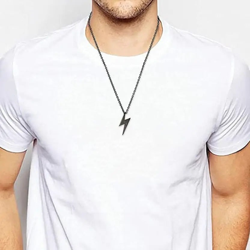 ⚡ Lightning Bolt Pendant Necklace – Bold. Minimal - (Black colour - 1 item)