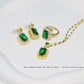 Emerald Quadrate Rhinestone - Premium Gold-Plated CZ Jewellery Set