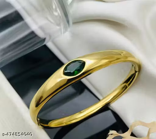 Emerald Glow Gold-Plated Bangle