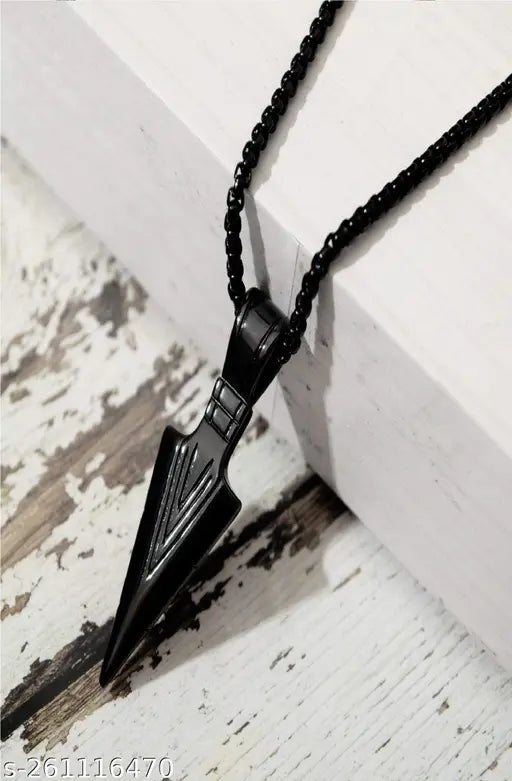 Matte Black Tribal Arrowhead Necklace – Silent Strength. Statement Style.