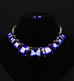 Midnight Sapphire Statement Necklace Set with Stud Earrings